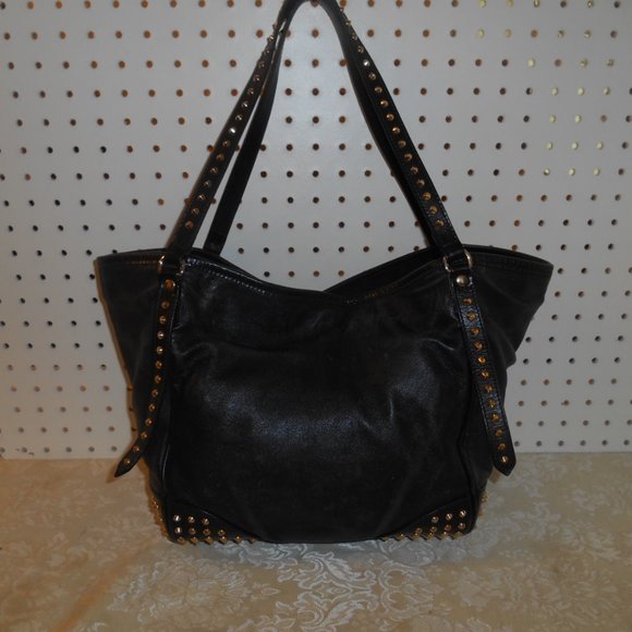 BURBERRY BRASS STUDDED BLK LEATHER SATCHEL HANDBAG - Picture 8 of 8